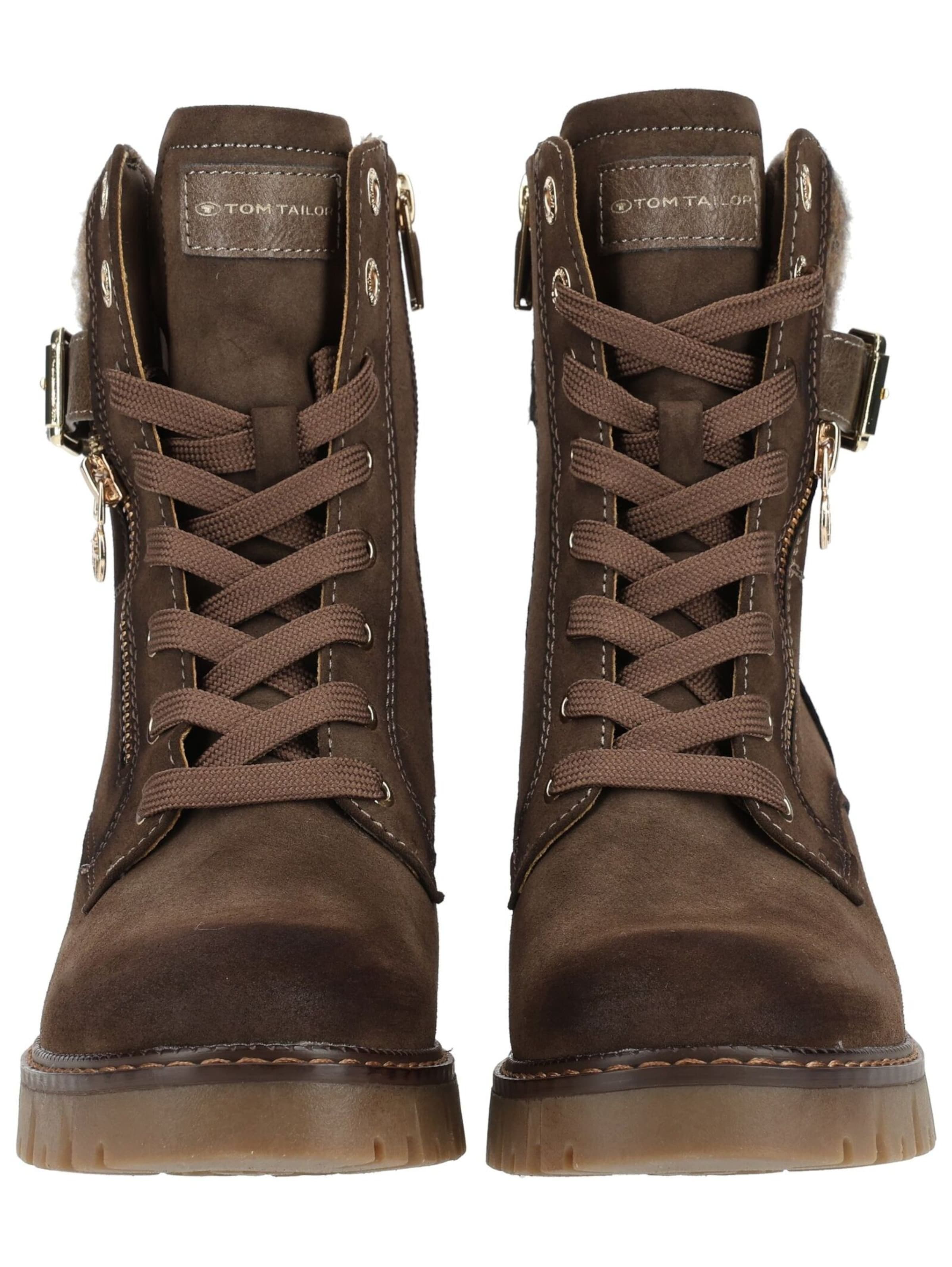 TOM TAILOR Schnürstiefelette in Braun