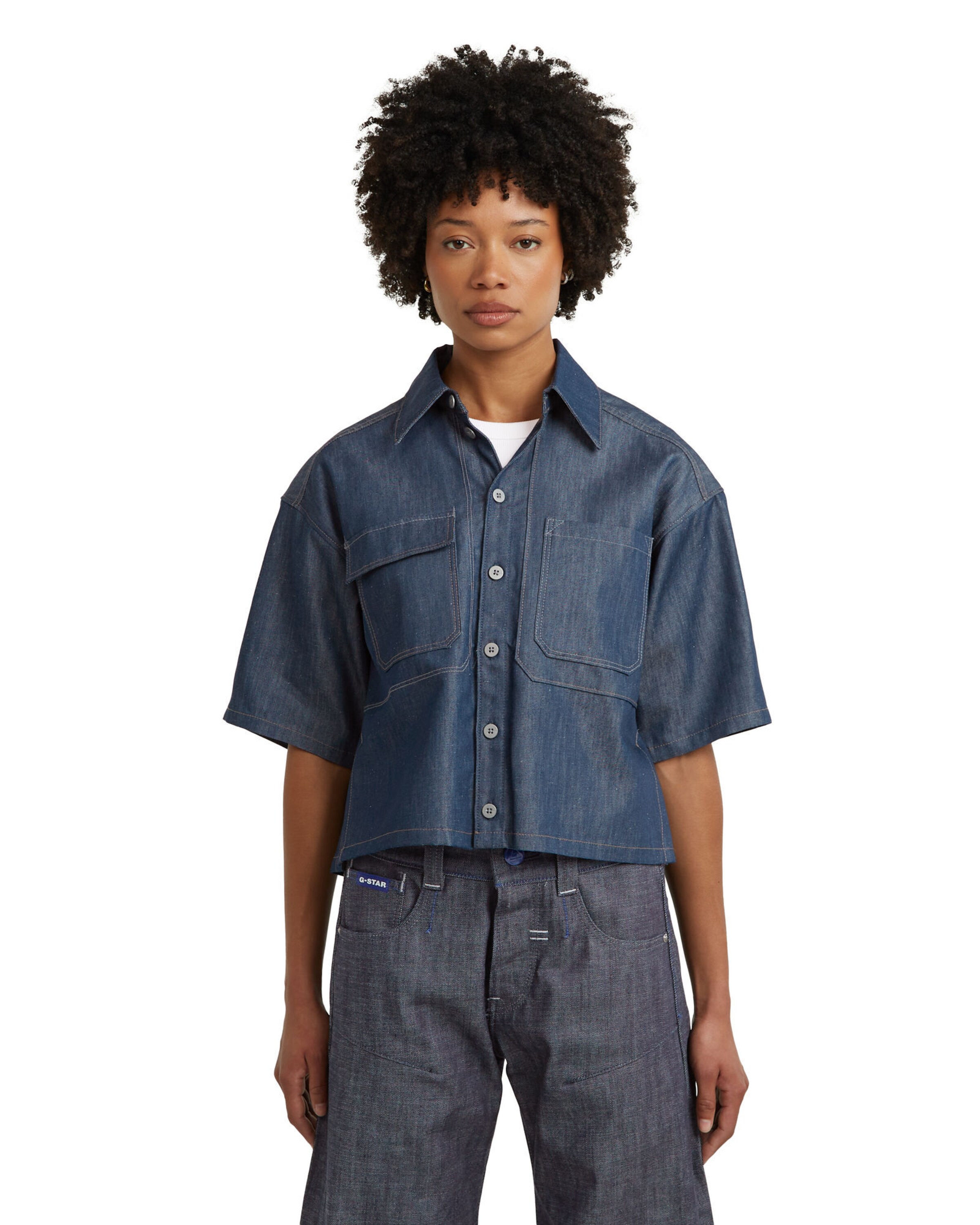 G-STAR Bluse 'Remix' in Blau: Vorderseite