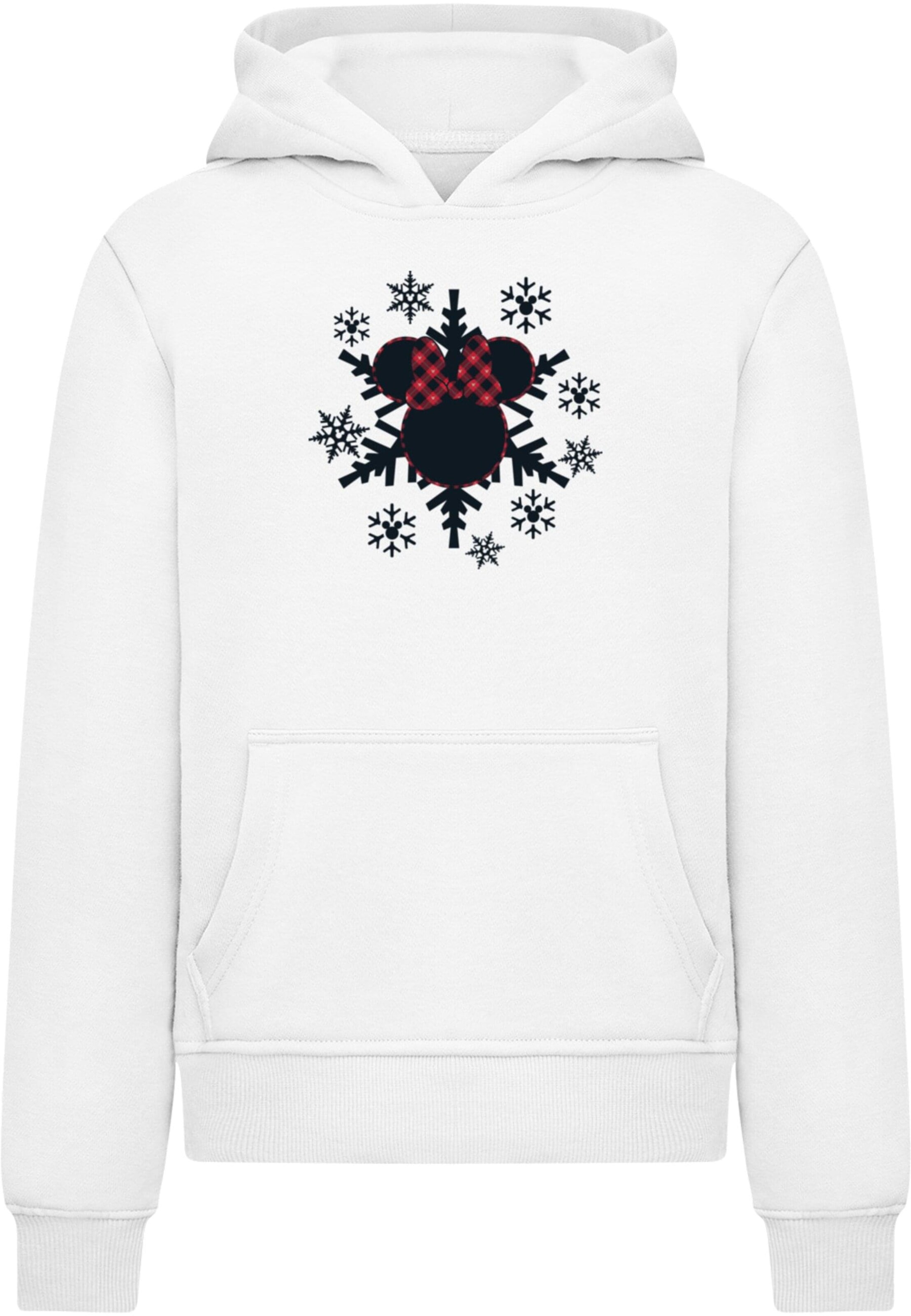 ABSOLUTE CULT Sweatshirt 'Minnie Mouse - Gingham Snowflake' in Weiß: Vorderseite