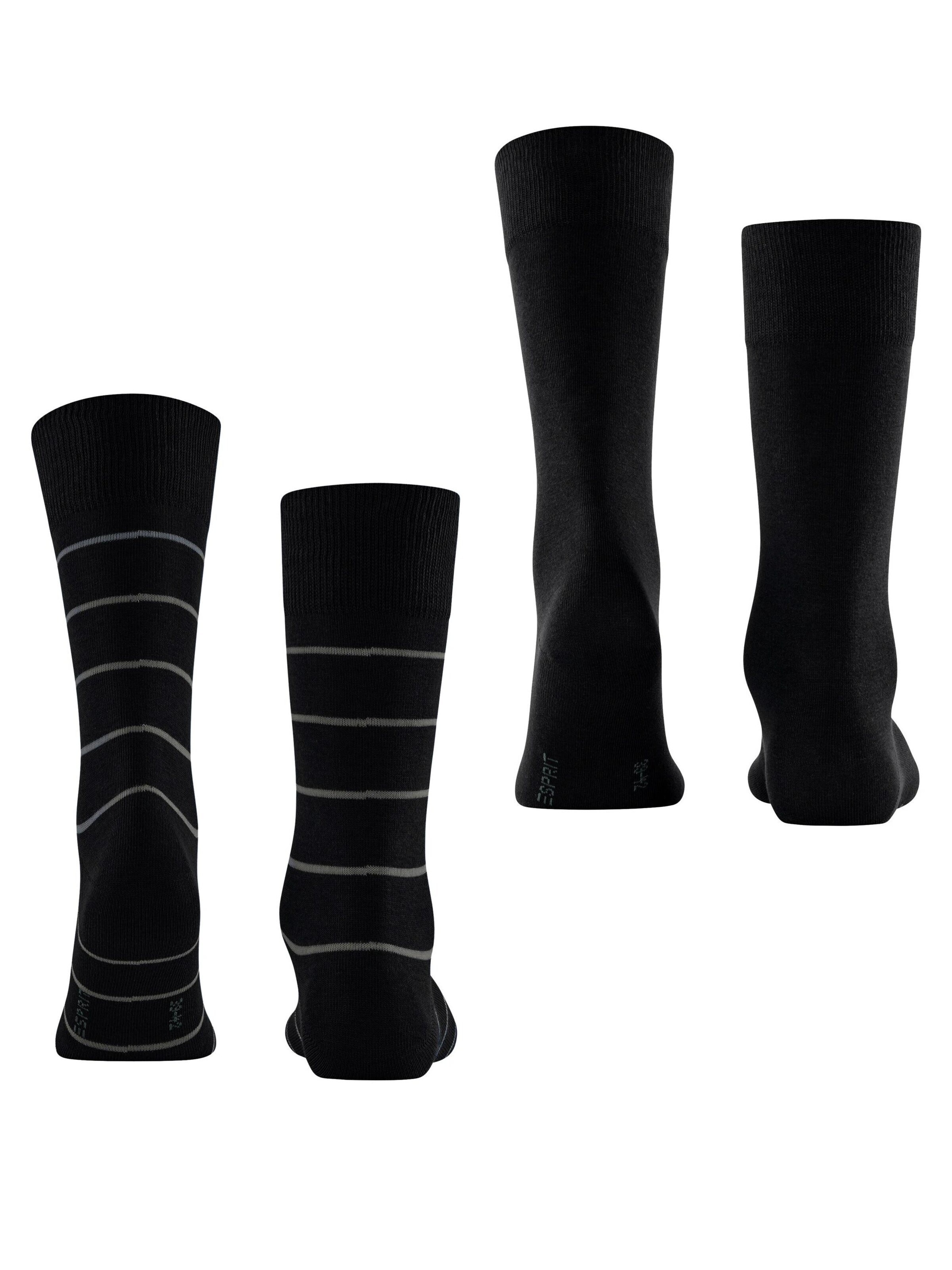 ESPRIT Socks 'Modern Stripe 2-Pack' in Black