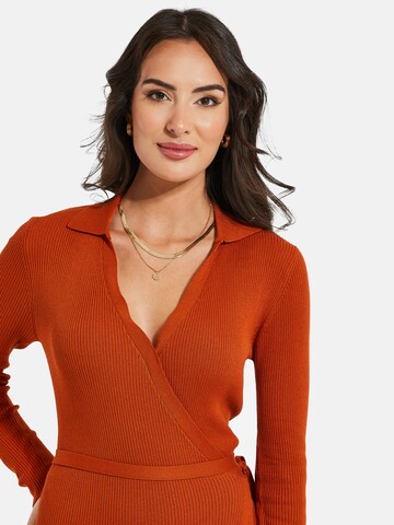 Threadbare Gebreide jurk 'Phoebe' in Bruin