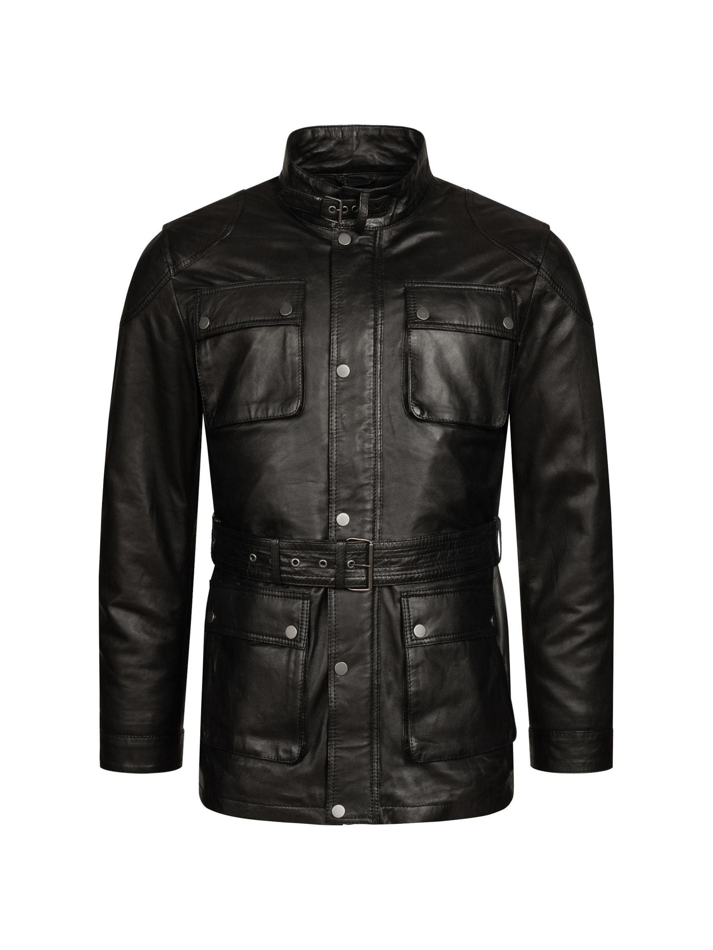 Mouflon Between-Seasons Parka 'Leon' in Black: front