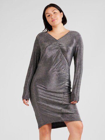 EVOKED Dress in Silver: front