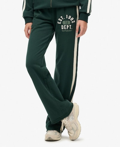 Superdry & Co Broek 'Essentials' in de kleur Crème / Donkergroen / Wit, Productweergave