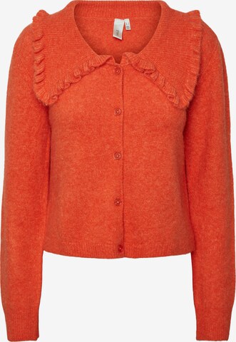 Y.A.S Knit Cardigan 'SCARLET' in Orange: front