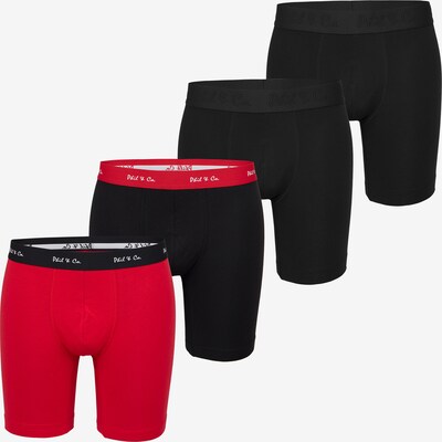 Phil & Co. Berlin Boxershorts ' Long Boxer ' in de kleur Knalrood / Zwart, Productweergave