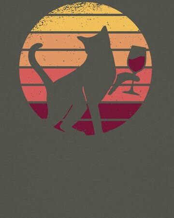 Watapparel Shirt 'Sunset Katze & Rotwein' in Green