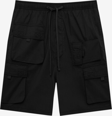 Pull&Bear Regular Pants in Black: front