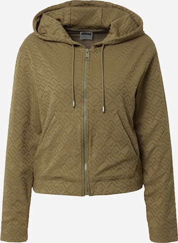 GUESS Athletic Zip-Up Hoodie 'DANA' in Green: front