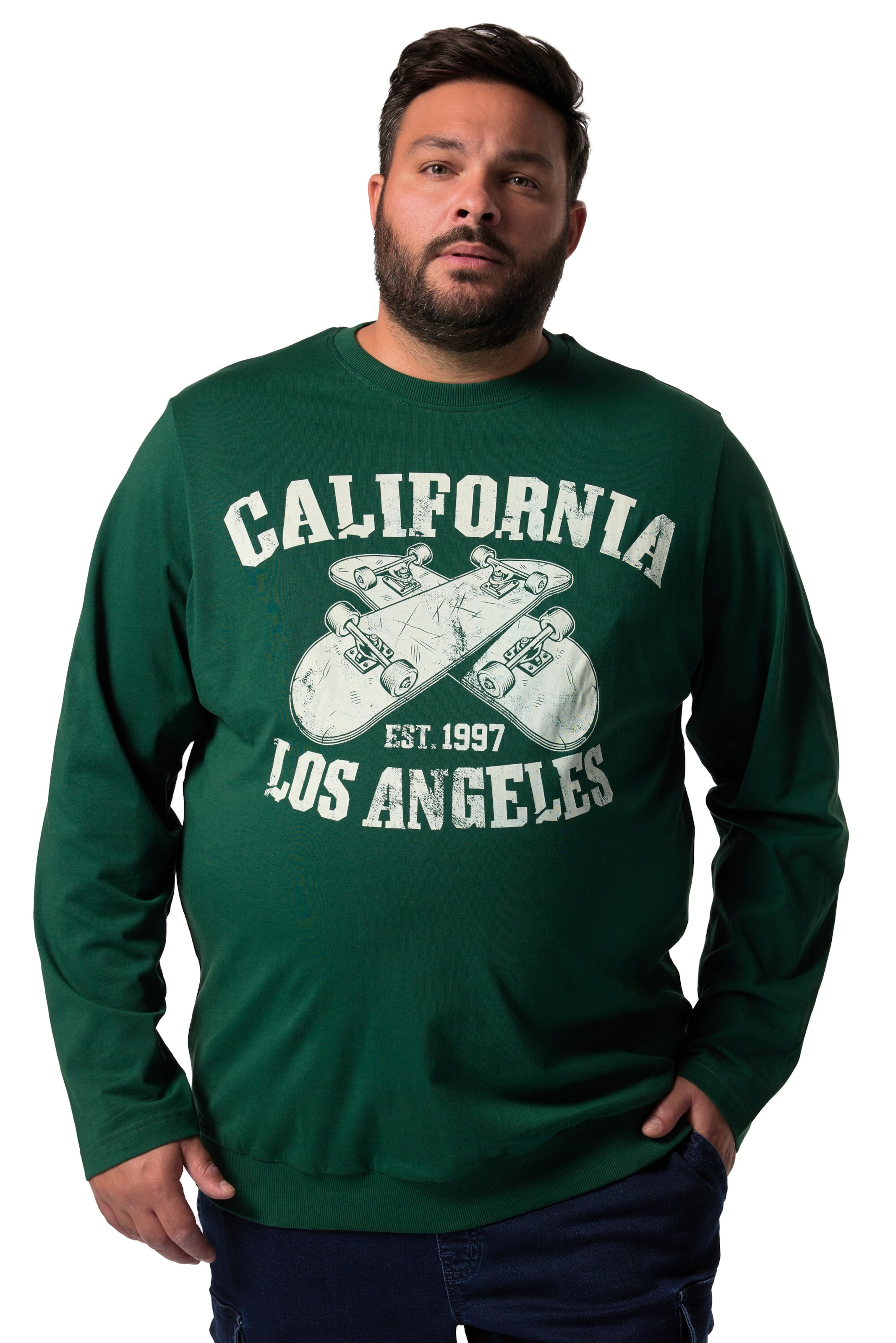 Men Plus Shirt in Groen: voorkant