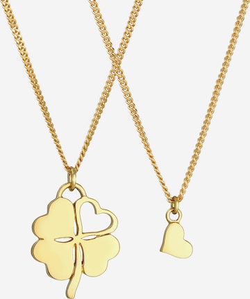 ELLI Halskette Herz, Kleeblatt, Mutter und Kind in Gold: Vorderseite