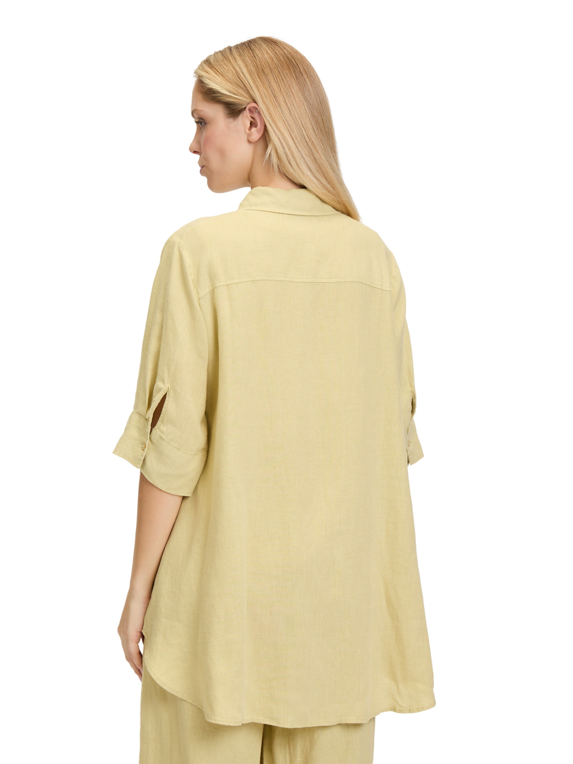 Cartoon Leinenbluse mit Kragen in Grün