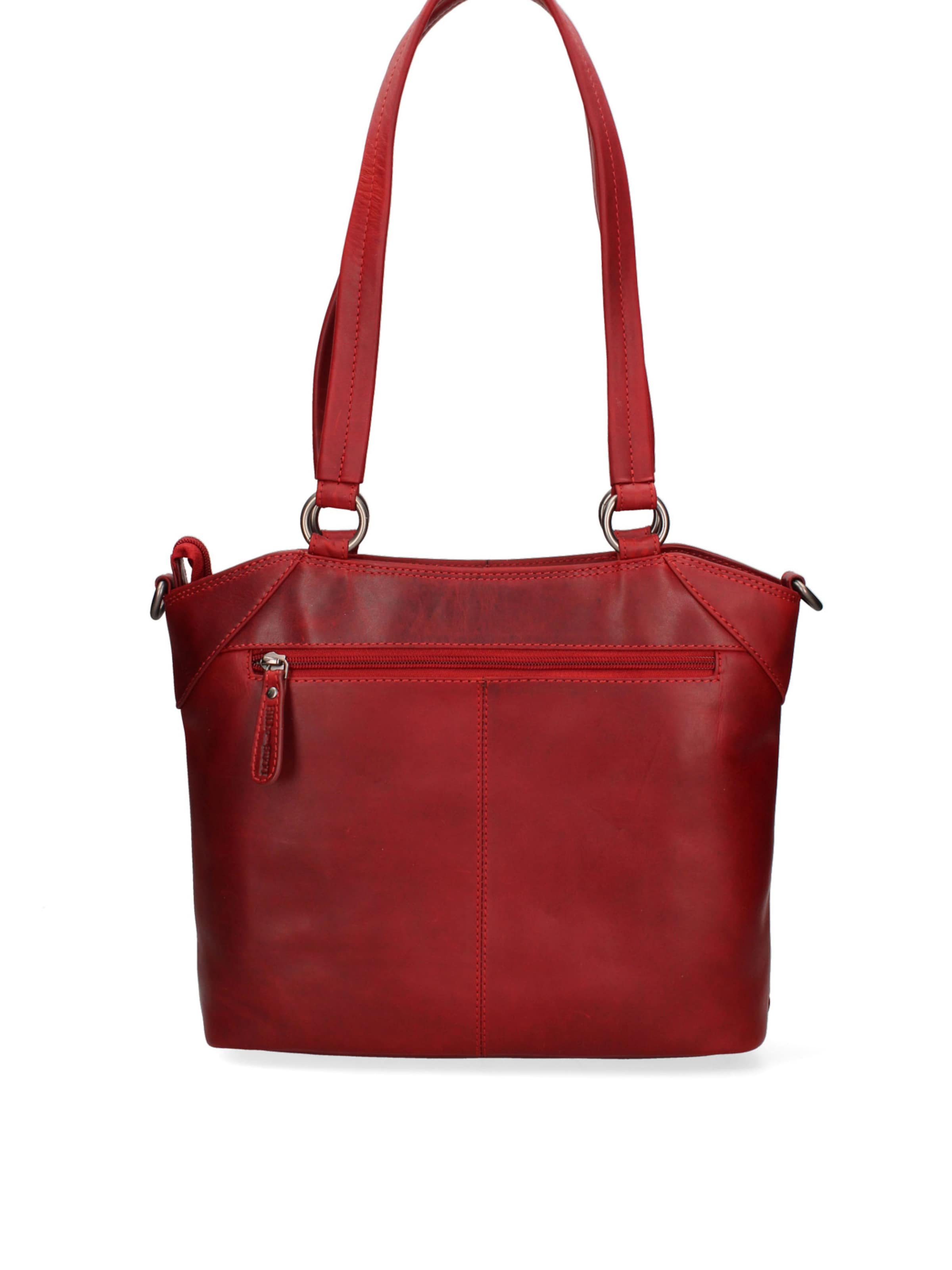 Borsa a spalla 'Borsa a Spalla Uomo Vera Pelle Vitello Ingrassata con Tracolla Regolabile 30x30 cm' di HILL BURRY in rosso