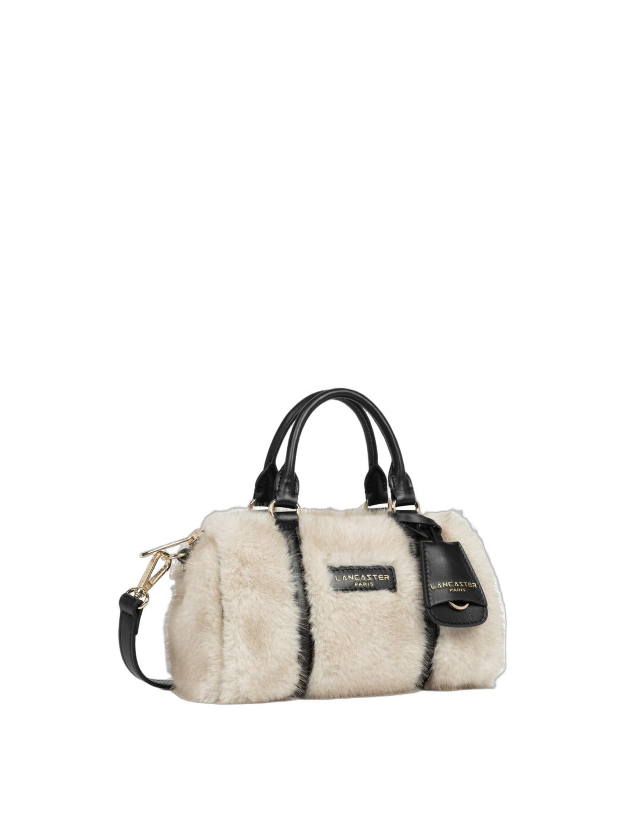 LANCASTER Paris Handtas 'Lancaster Sac polochon Zippé S Moumoute Ecru - Noir' in Beige