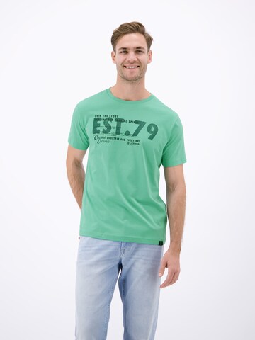 LERROS T-Shirt aus Baumwolle mit Brustprint in Grün: Vorderseite