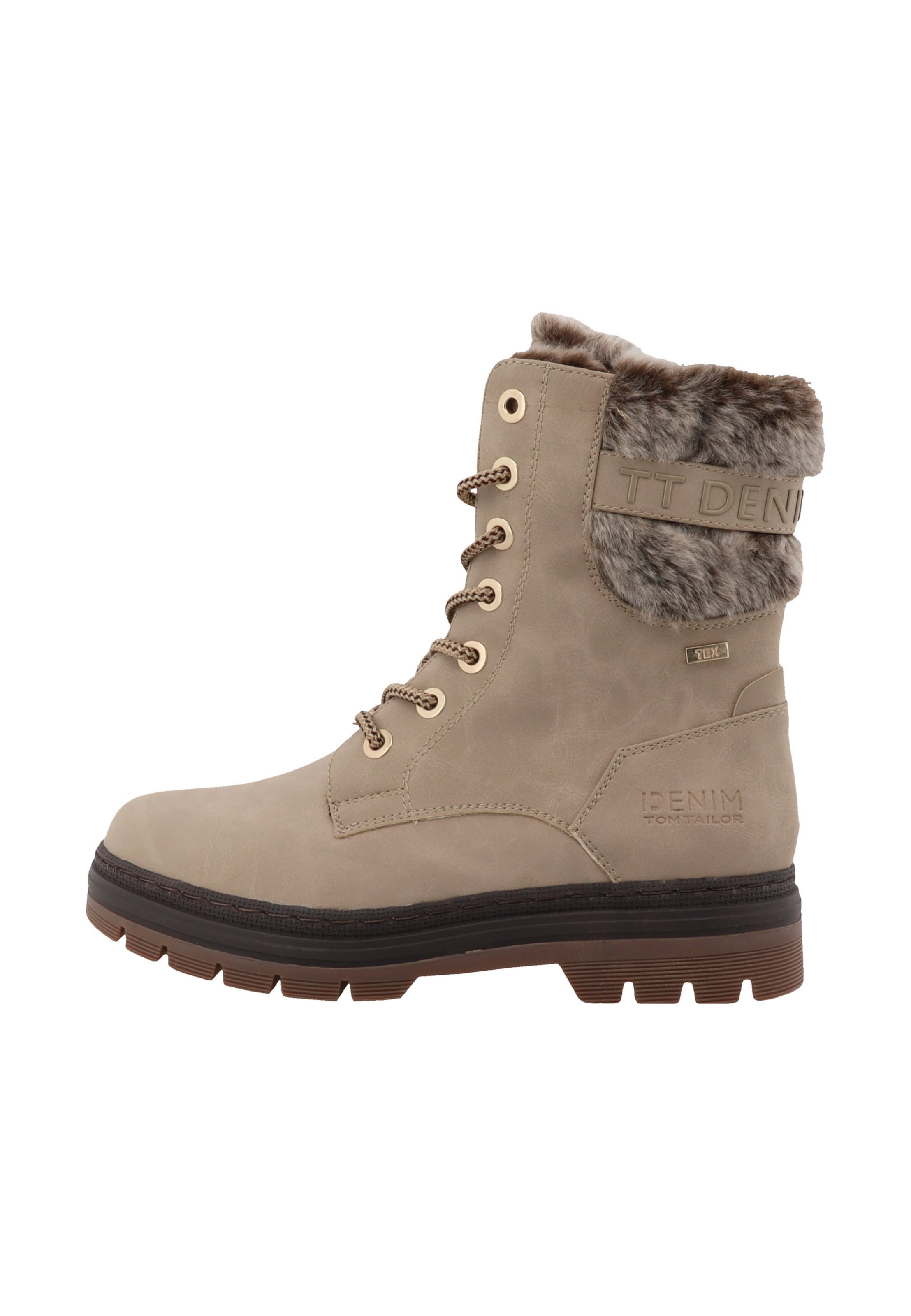 TOM TAILOR Schnürstiefel in Beige