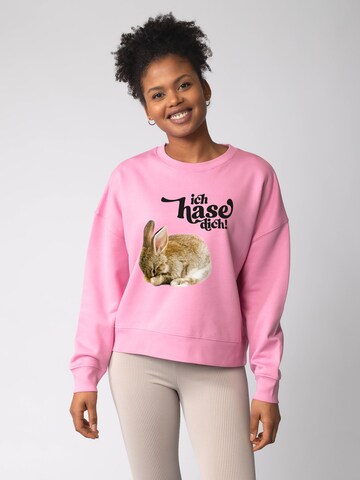 Sweat-shirt 'Ich hase dich! ' Watapparel en rose : devant