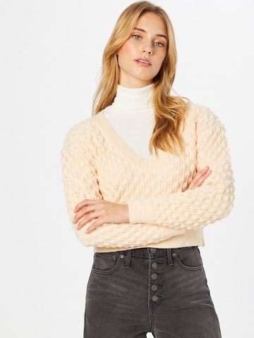 Parallel Lines Sweater in Beige: front