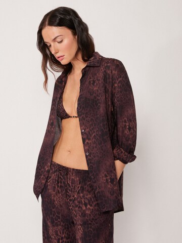 CALZEDONIA Bluse 'Dark Animalier' in Braun