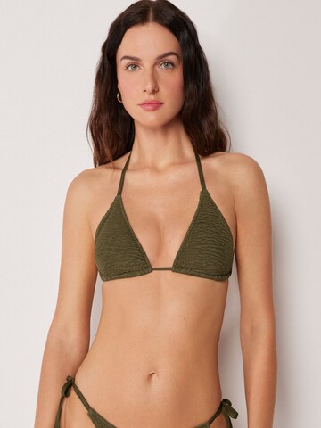 CALZEDONIA Triangel Bikinitop 'Crinkle Waves' in Grün: Vorderseite