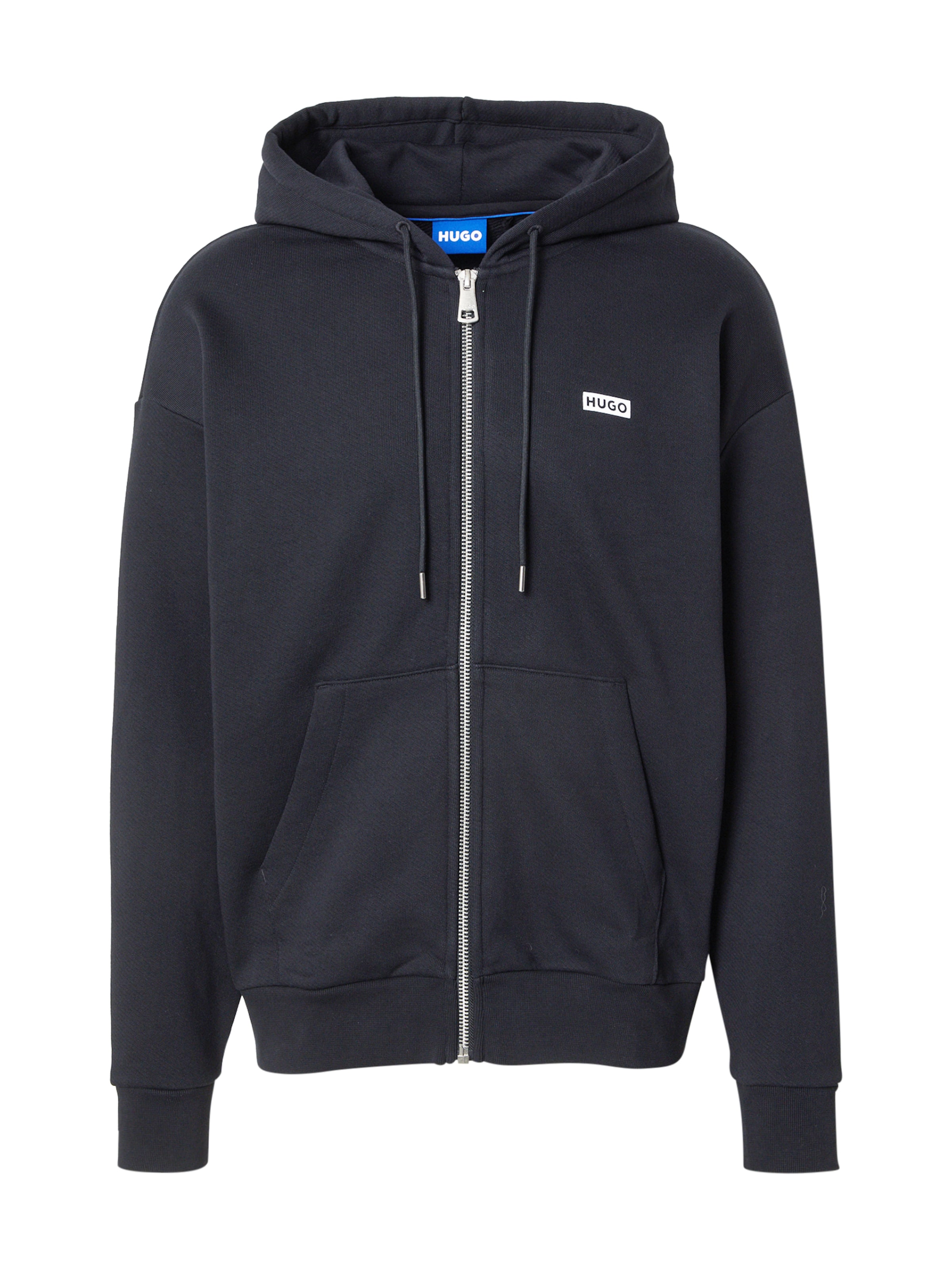 HUGO Bluza rozpinana 'Nardimez' w kolorze czarny: przód