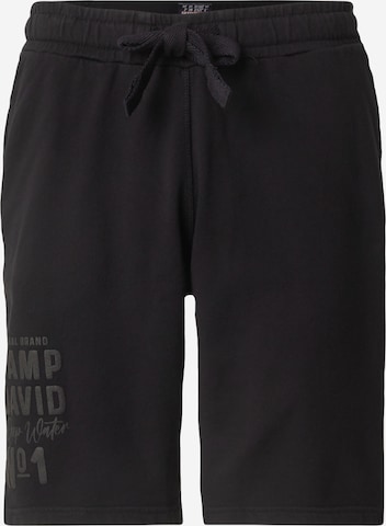 CAMP DAVID Trousers in Black: front