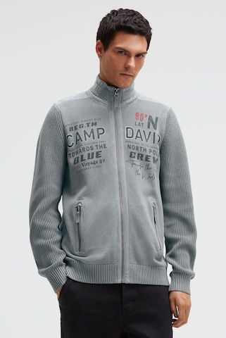 CAMP DAVID Knit Cardigan in Grey: front