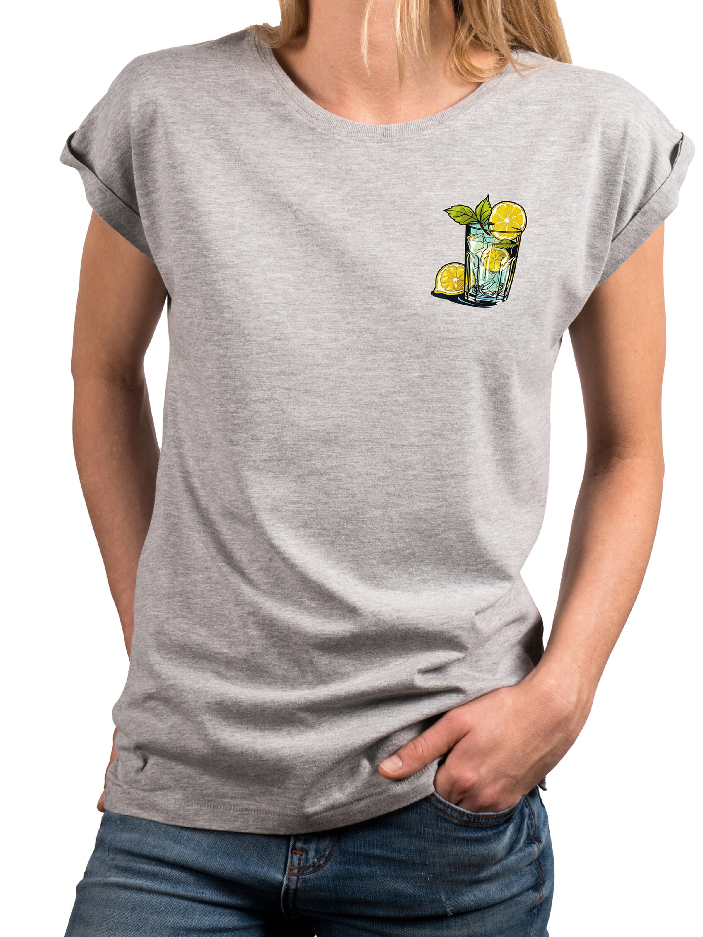 MAKAYA Shirt 'Gin Tonic' in Grey