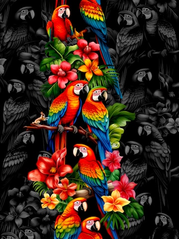 Hawaiihemdshop.de Regular fit Button Up Shirt 'Parrots Elegance' in Black