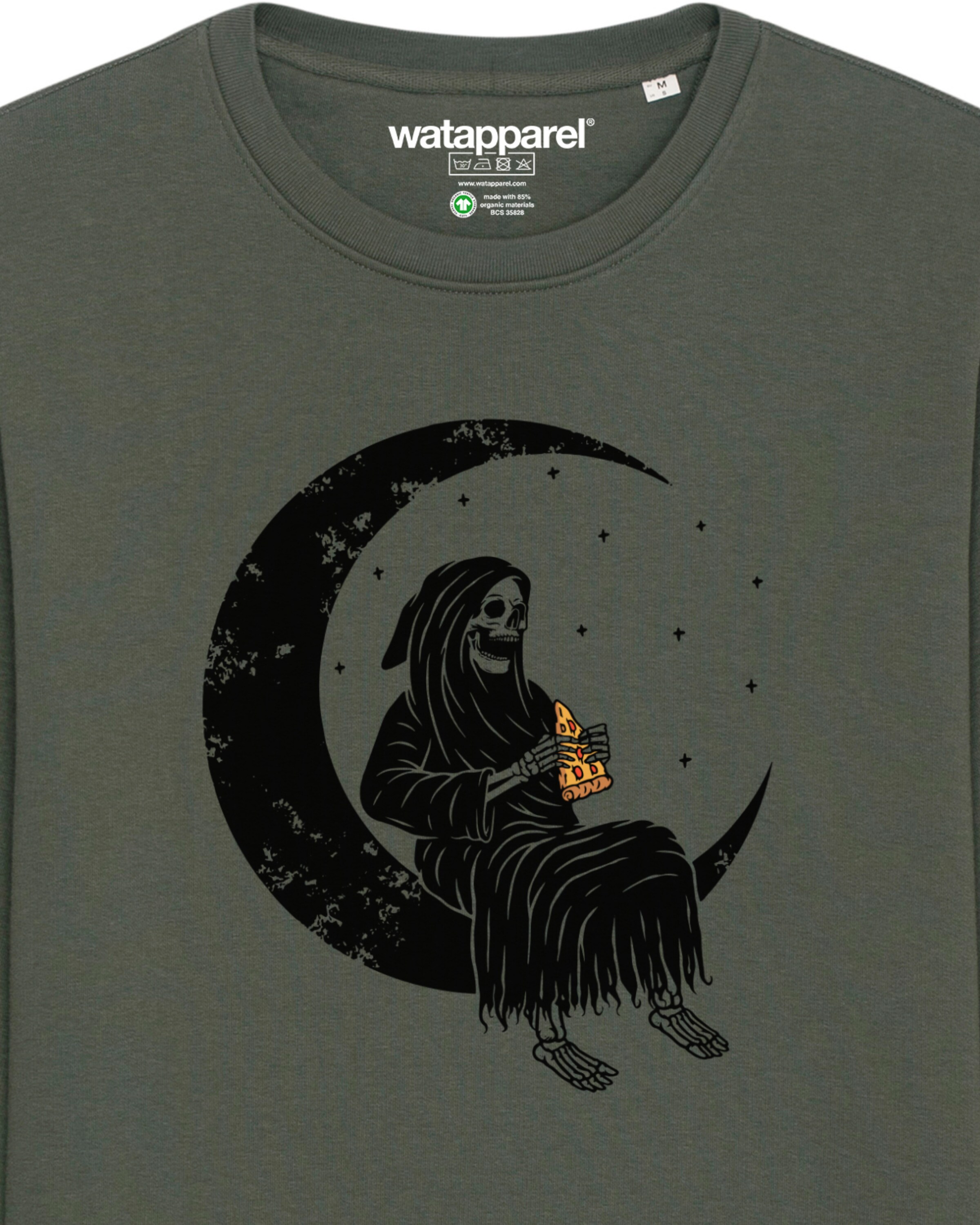 Sweat-shirt ' Pizza for life ' Watapparel en vert