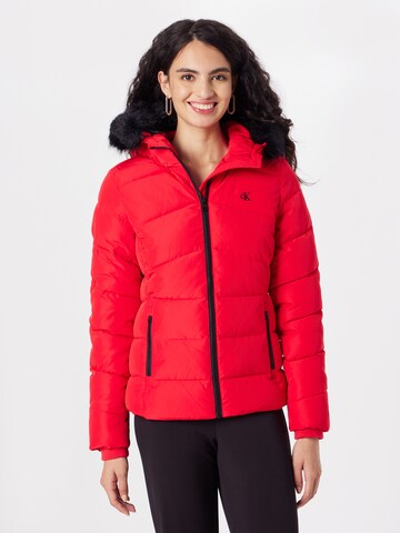 Calvin Klein Jeans Zimní bunda – červená: přední strana