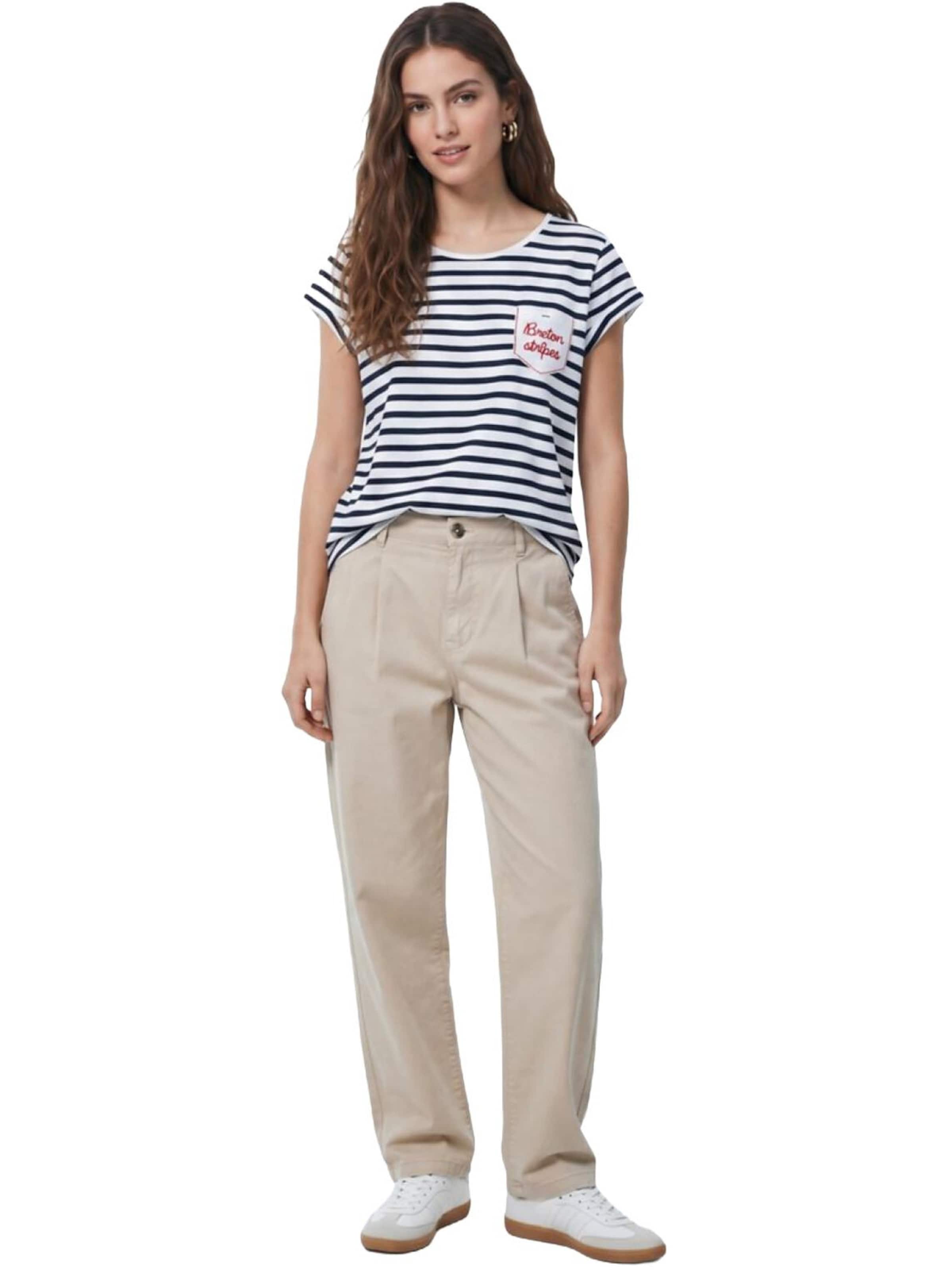 LTB Jeans - Camiseta 'LTB Jeans T-Shirt mit umgeschlagenen Ärmeln und Streifenmuster' en blanco: frente