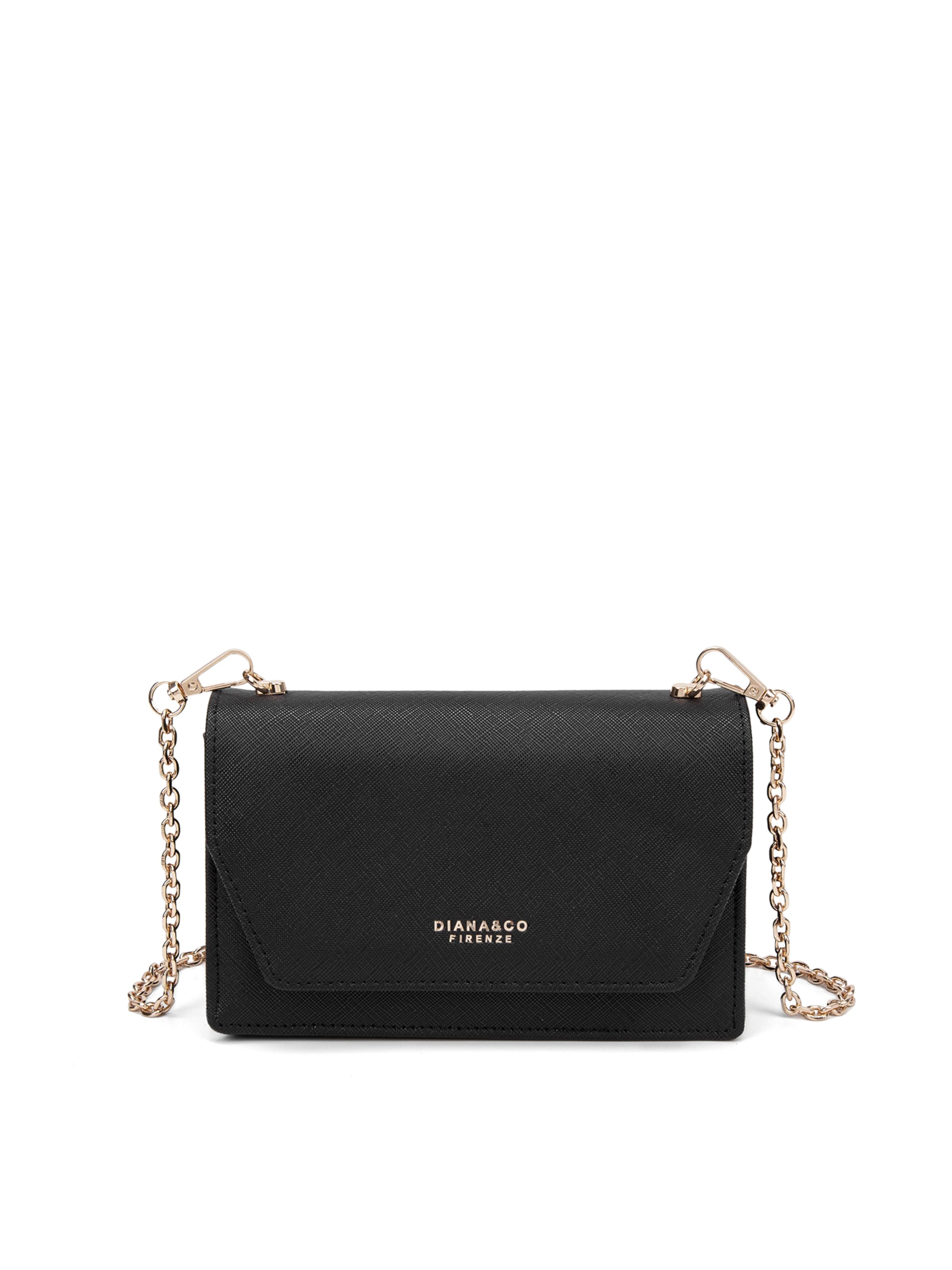 Borsa a tracolla 'Borsa a Tracolla Donna Diana&Co Poliestere Bottone Magnetico Tracolla Catena Rimovibile' di Diana&Co. in nero: frontale
