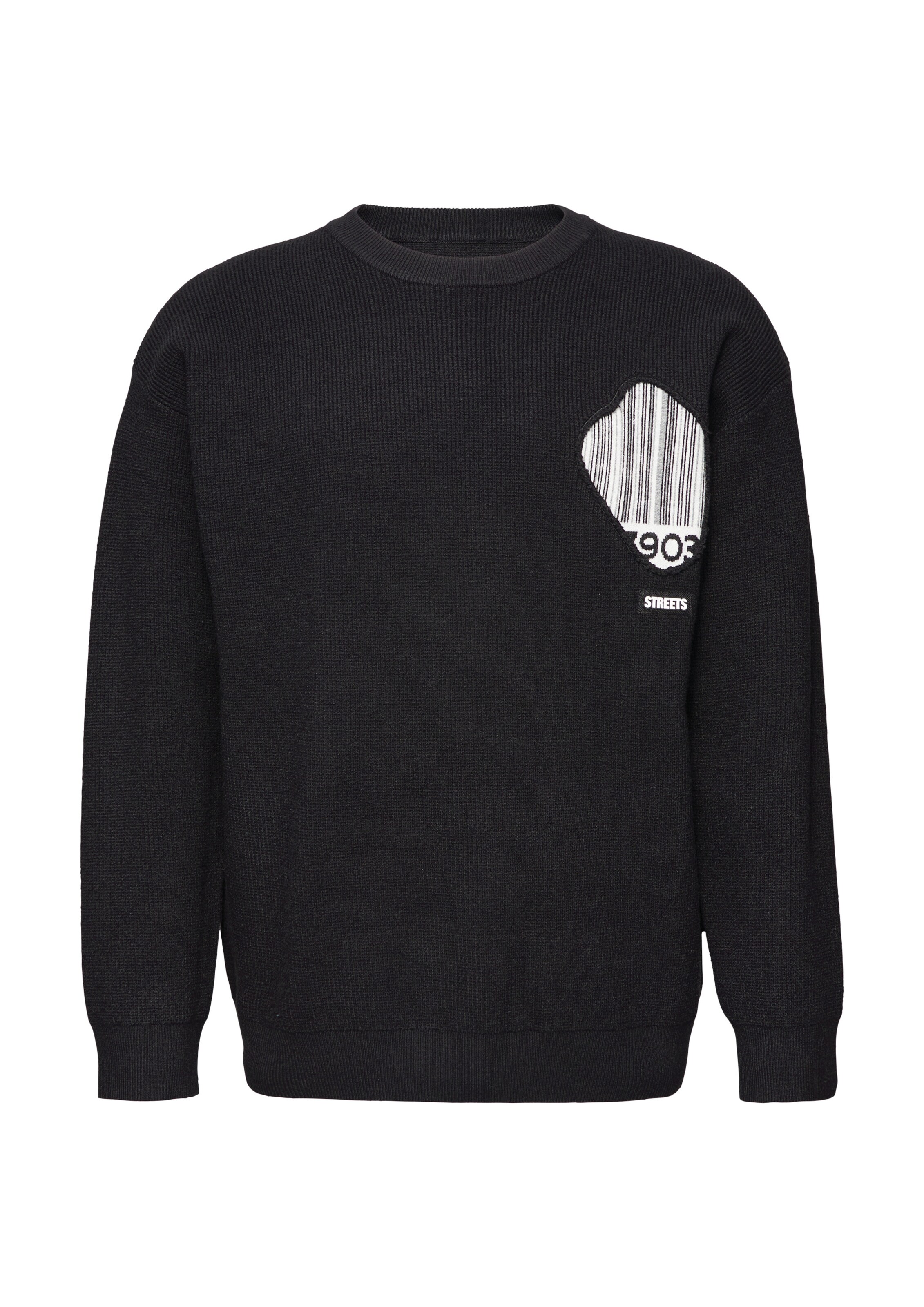 Pull-over QS en noir : devant