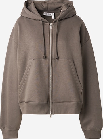Giacca di felpa di WEEKDAY in marrone: frontale