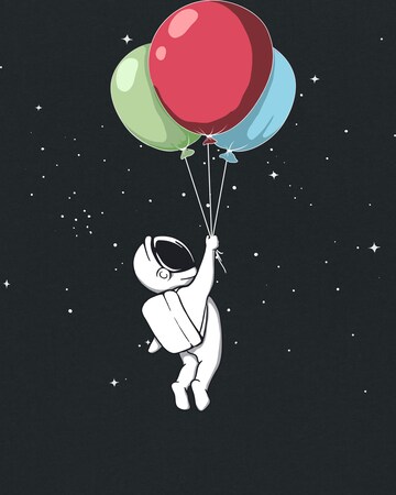 watabout.kids Shirt 'Little Balloon Astronaut' in Black