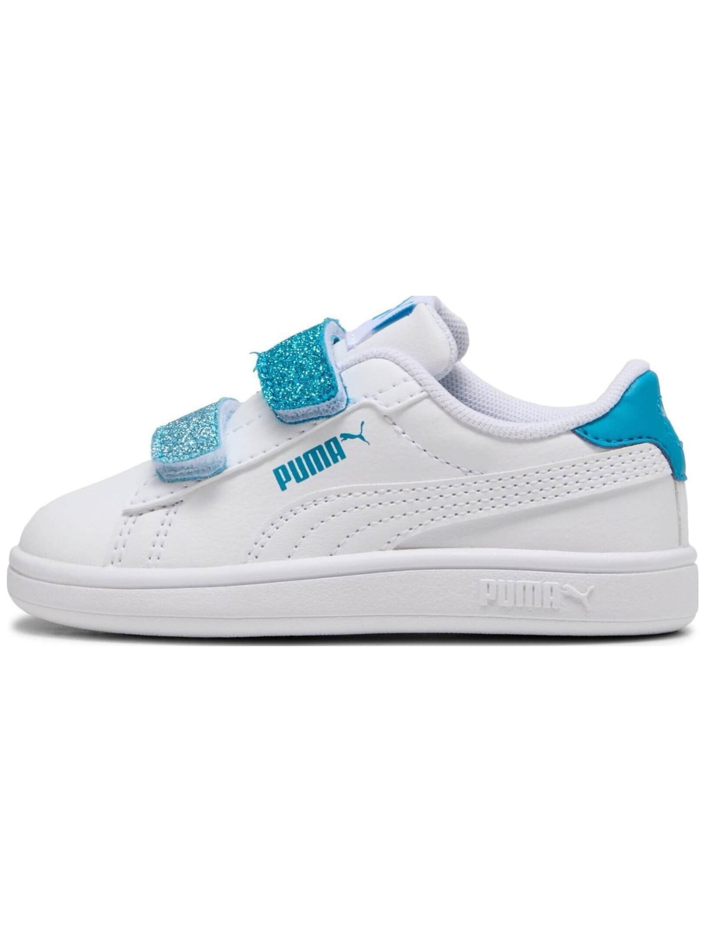 PUMA - Zapatillas deportivas 'Puma Smash 3.0 L Glitter Velcro V Inf Pu' en blanco: frente