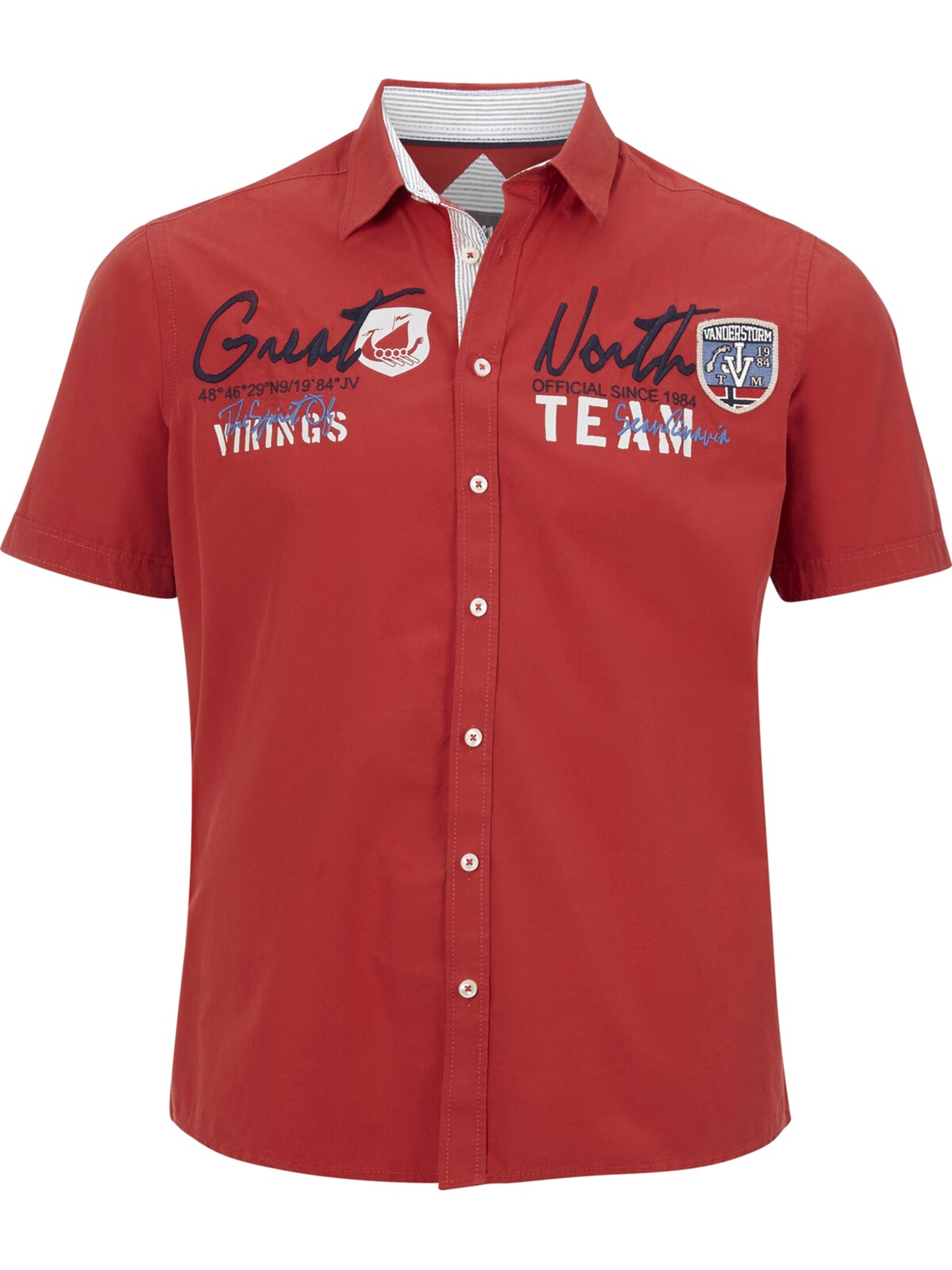 Jan Vanderstorm Comfort Fit Kurzarmhemd 'Freydis ' in Rot: Vorderseite