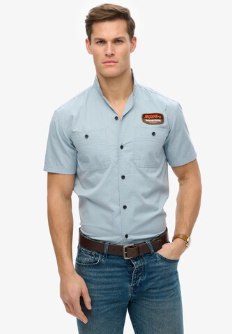 Superdry Regular fit Overhemd in Blauw: voorkant