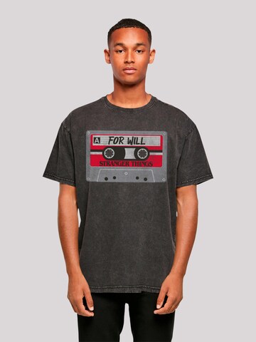 F4NT4STIC T-Shirt 'Stranger Things Cassette For Will Netflix TV Series' in Schwarz: Vorderseite