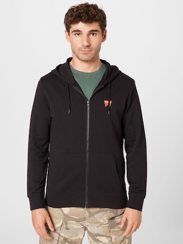 WRANGLER Zip-Up Hoodie in Black: front