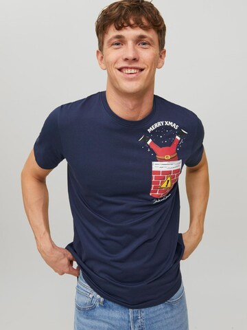 JACK & JONES Shirt 'Christmas' in Blue: front