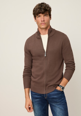 Man's World Knit Cardigan in Brown: front