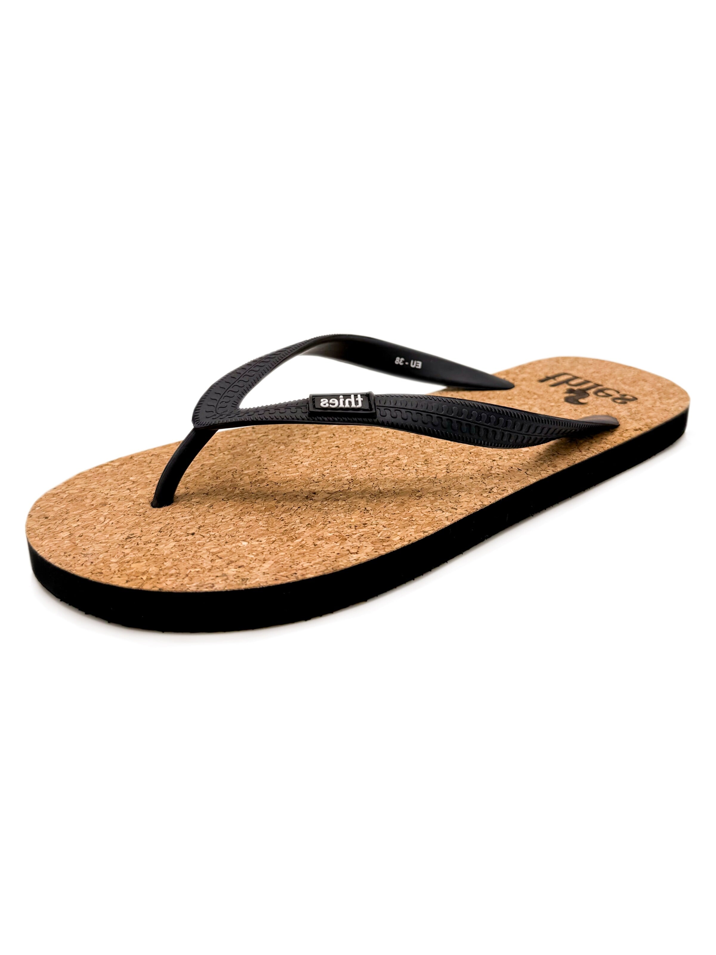 thies T-Bar Sandals 'thies 1856 ® Eco Cork Thies Flips' in Black: front