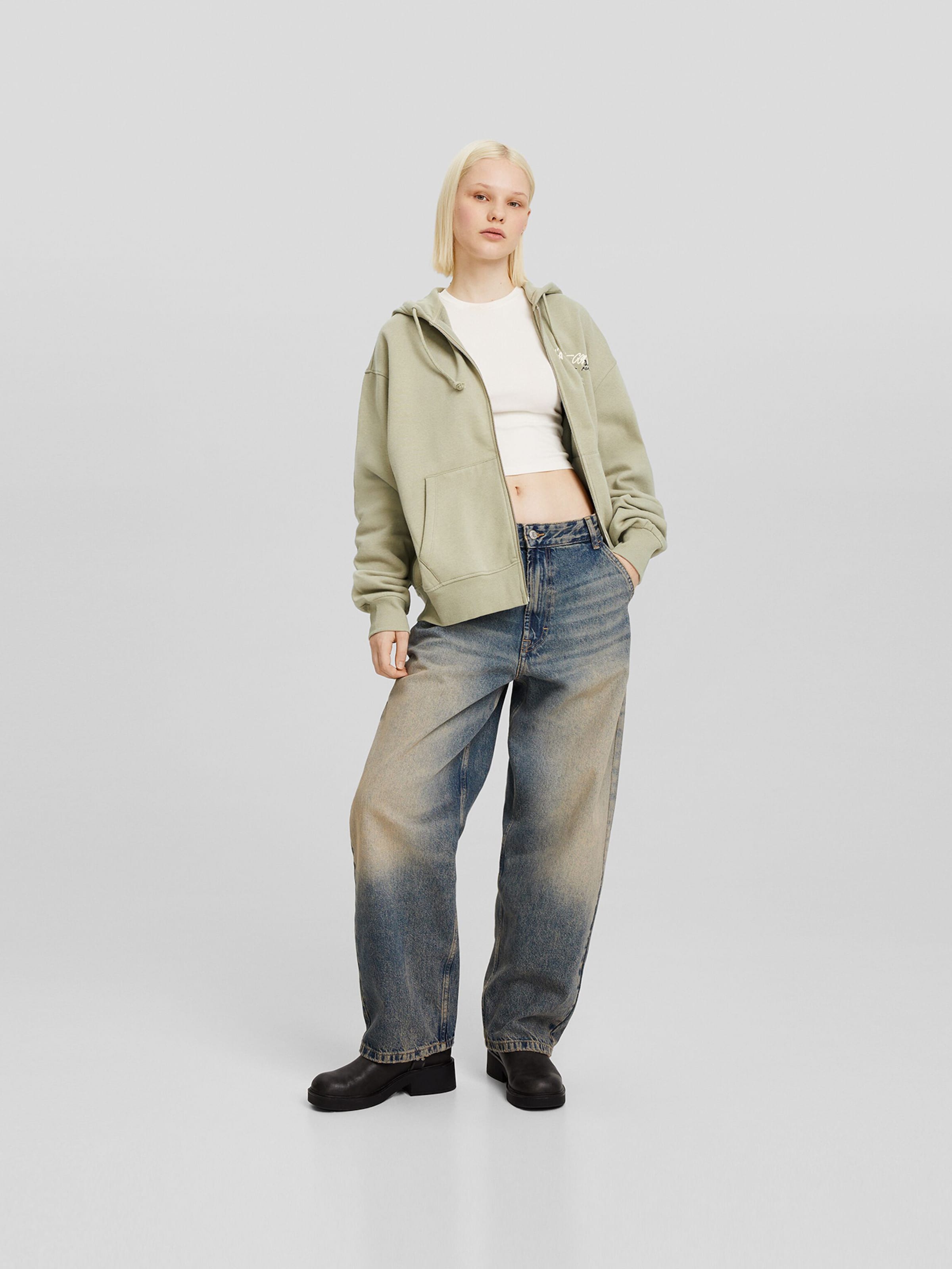 Felpa bershka shop verde