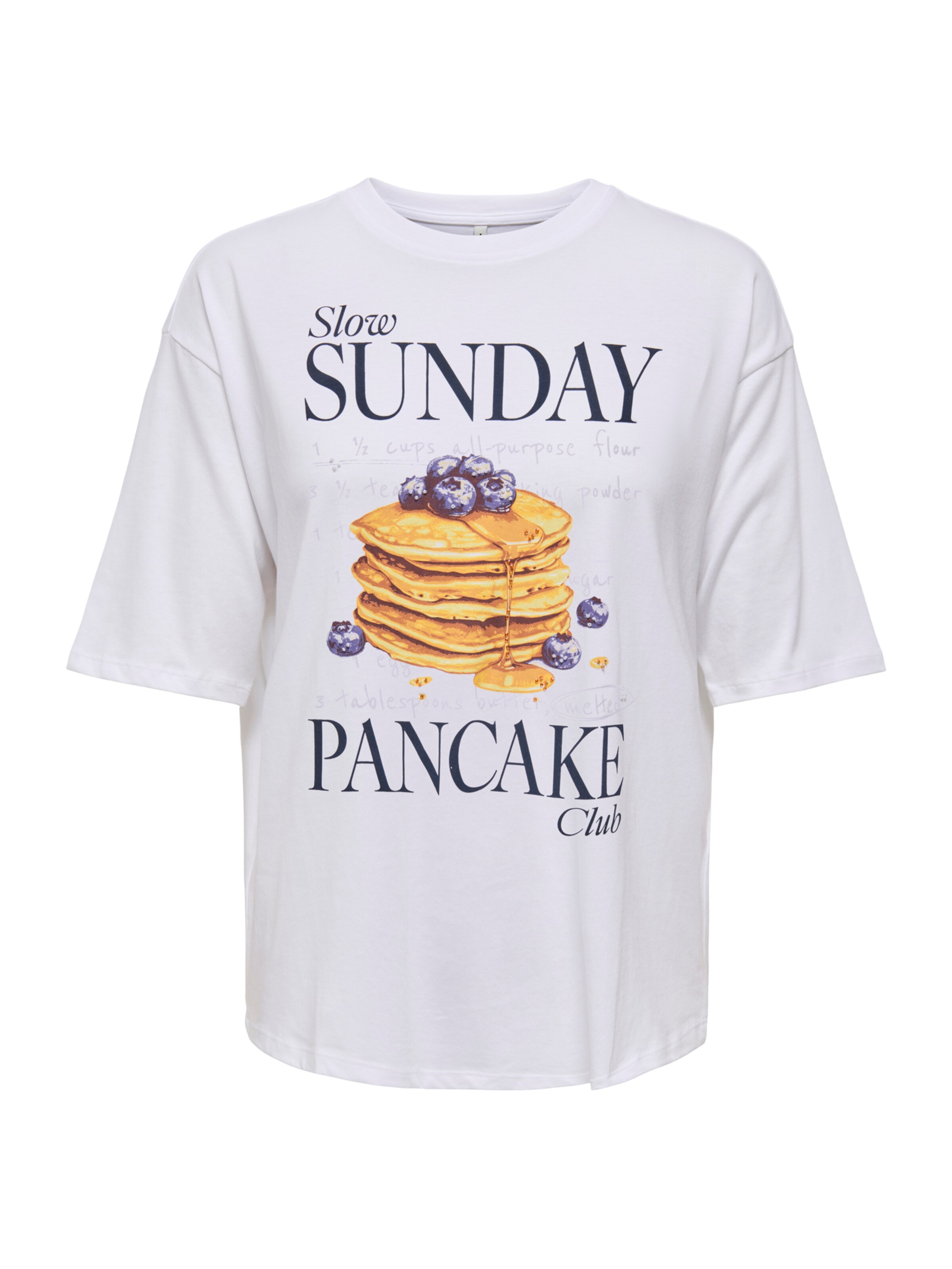 Marškinėliai 'ONLSHANIA' iš ONLY, spalva – medaus spalva / tamsiai violetinė / balta, Prekių apžvalga