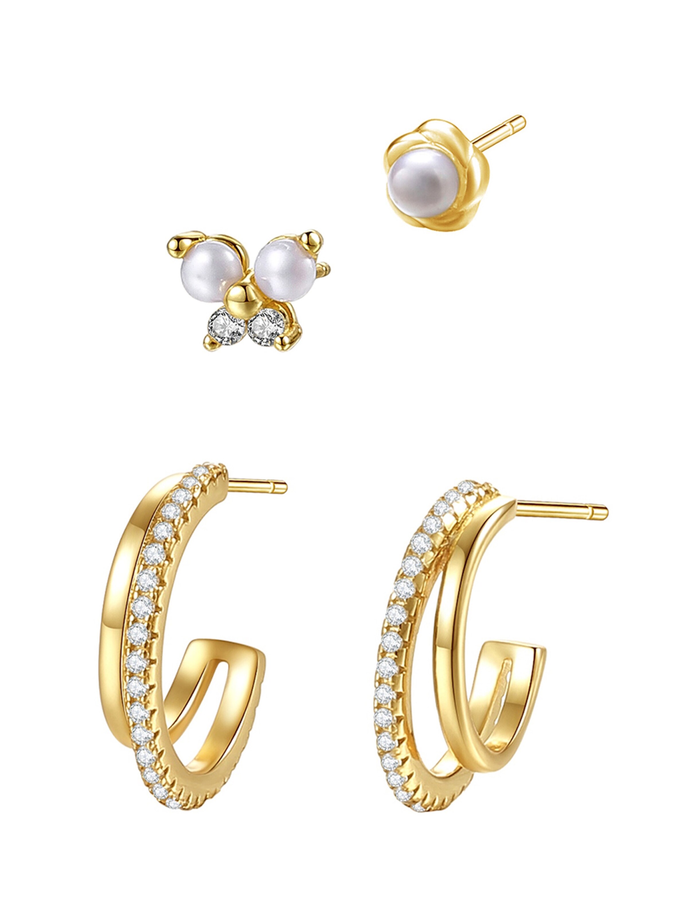 Hey Happiness Ohrringe 'Elegant Trio'‌‌‌‌‌ in Gold