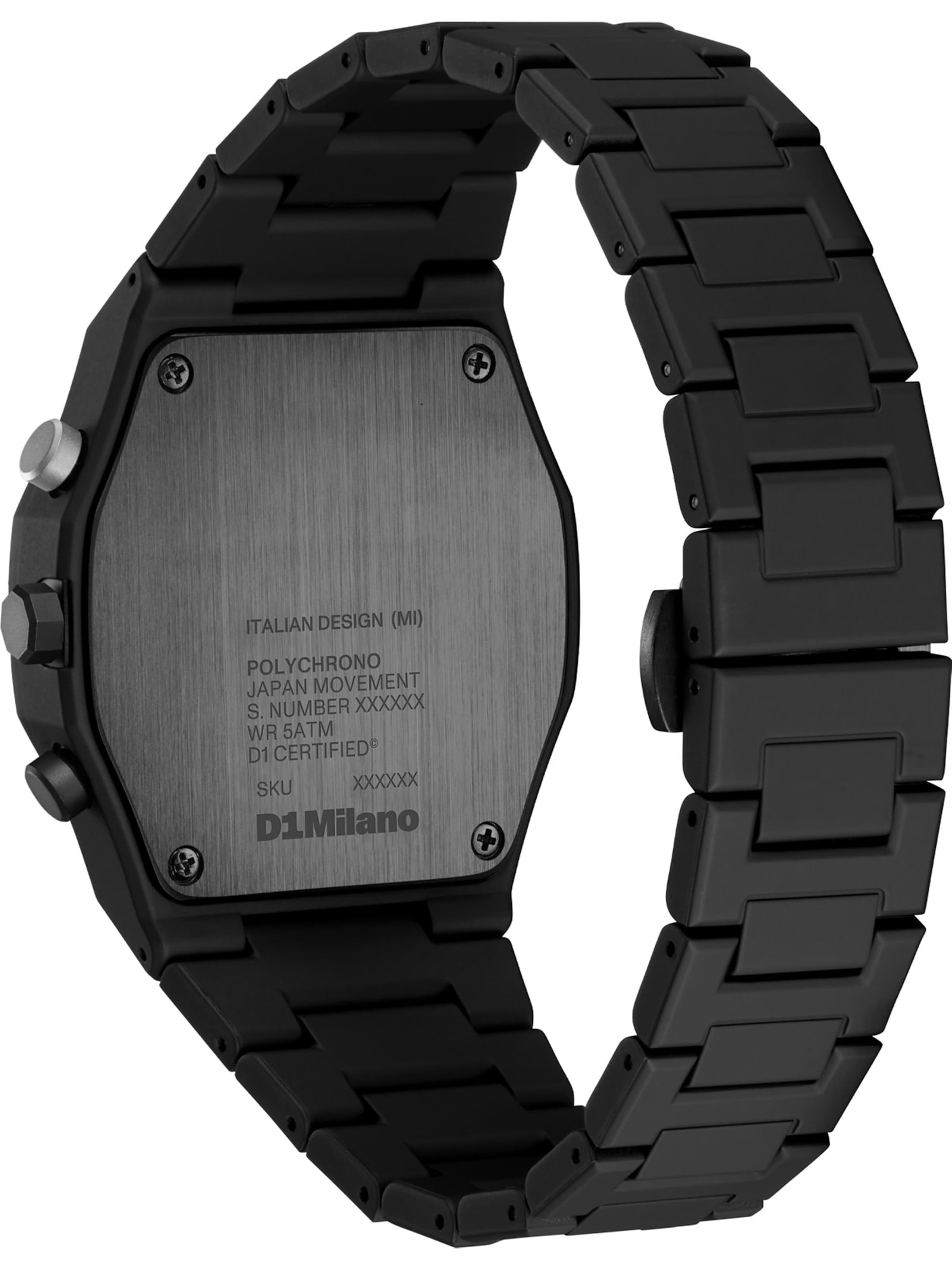 D1 Milano Analoguhr in Schwarz