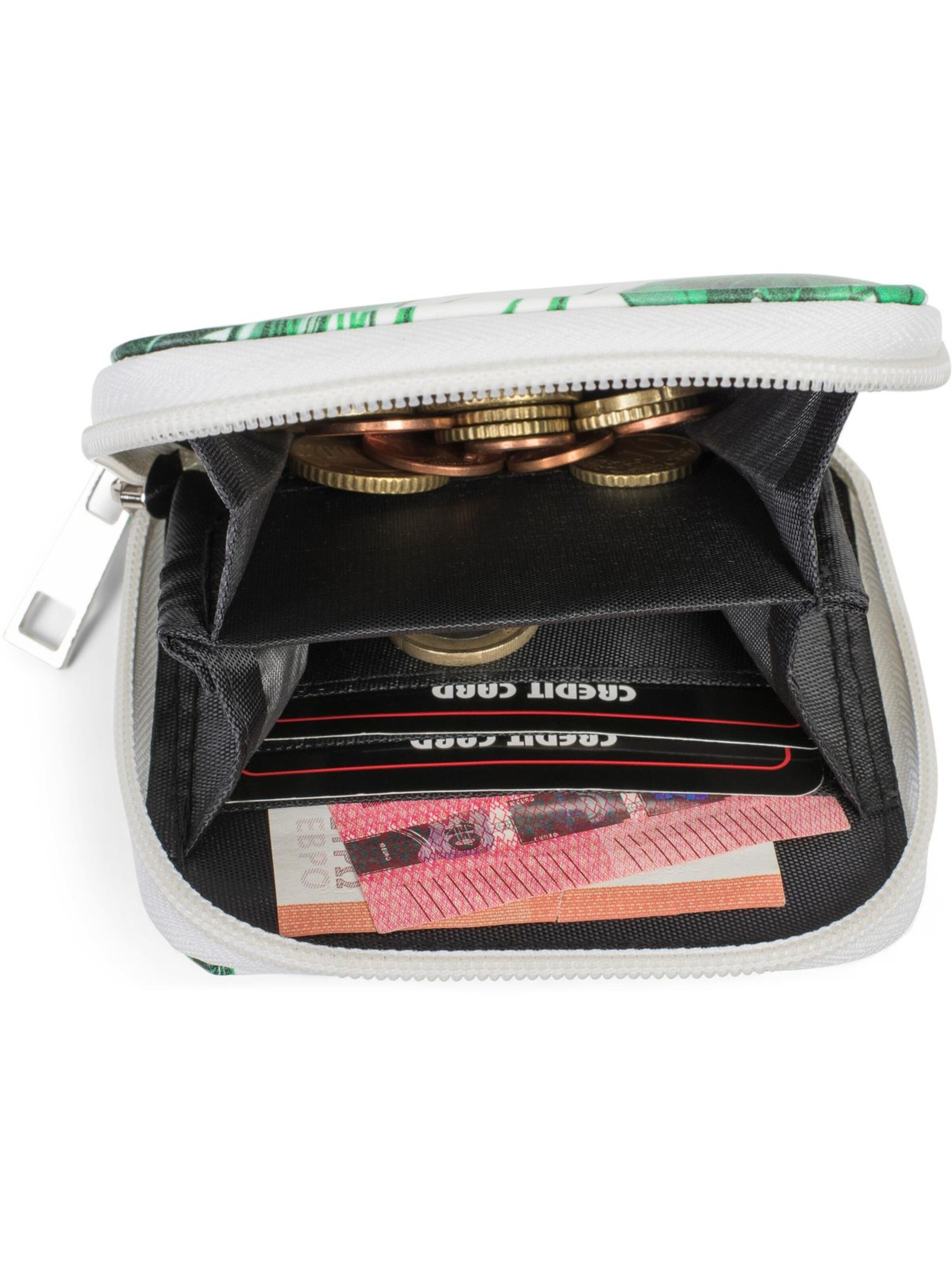 styleBREAKER Portemonnaie 'Mini Geldbörse mit Palmen Print'‌‌‌‌‌‌‌ in Grün