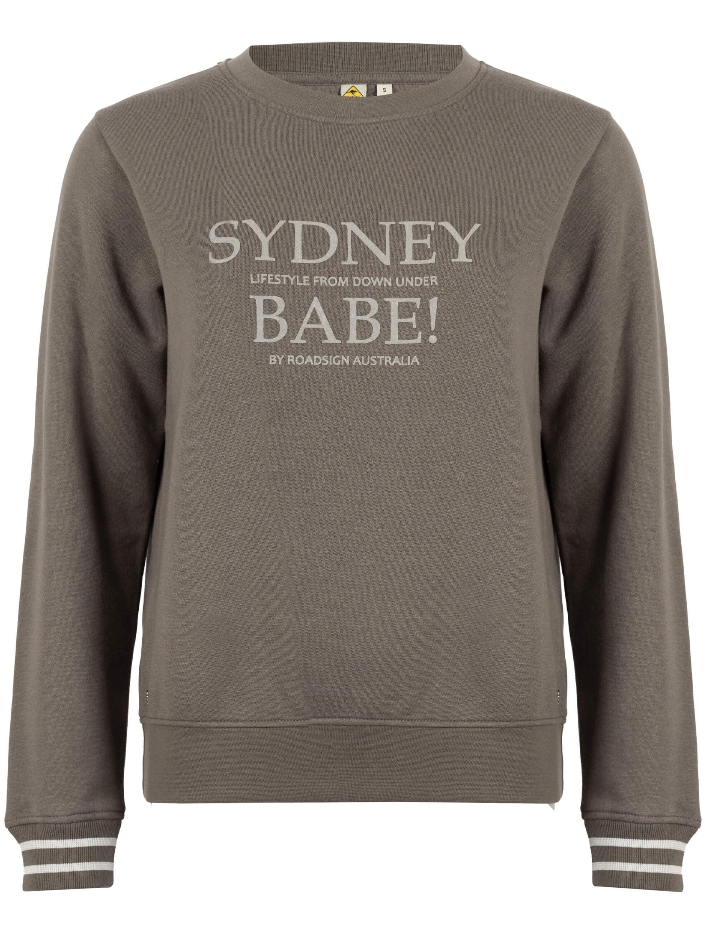 ROADSIGN australia Sweatshirt 'Sweatshirt Sydney Hoodie im College Style' in Grau: Vorderseite